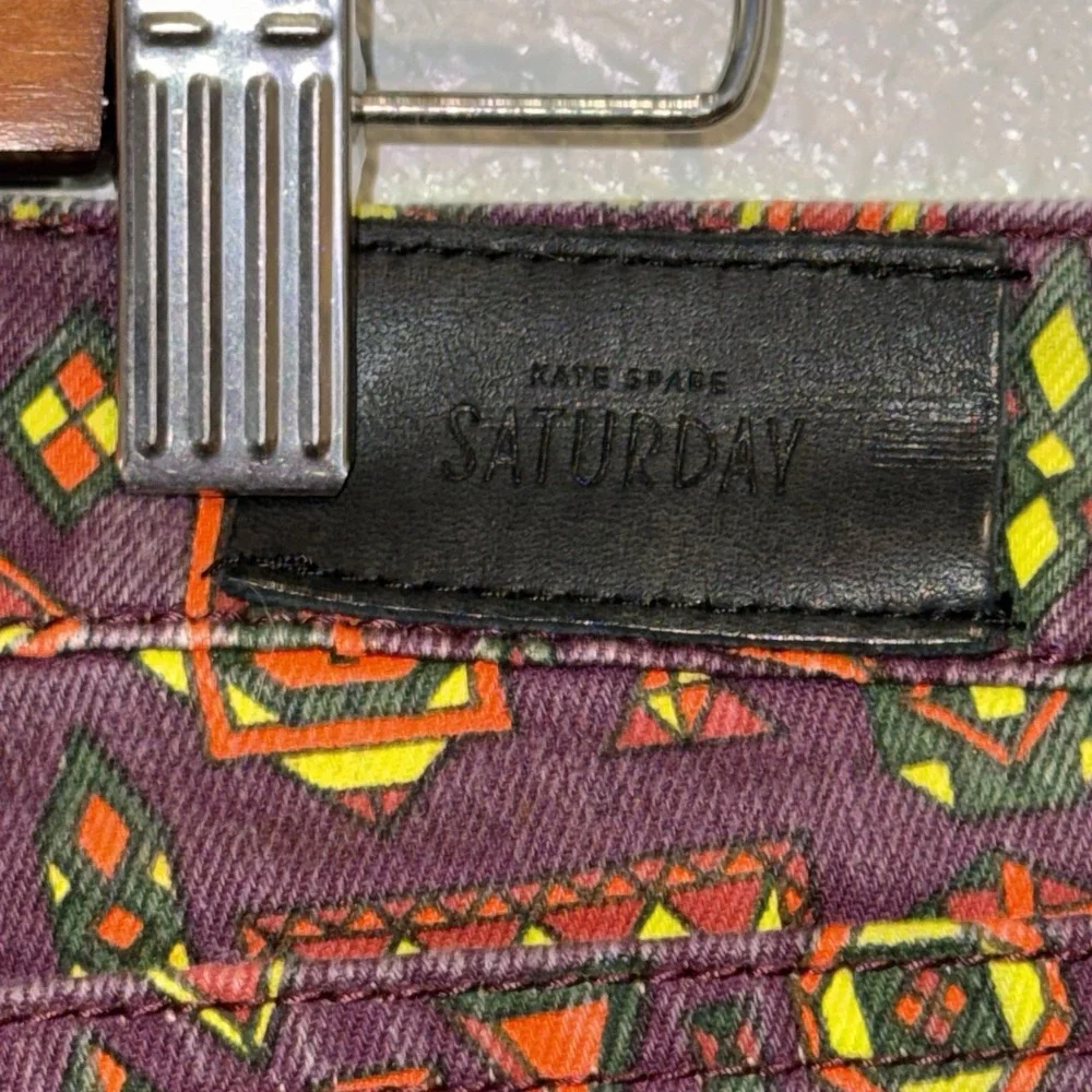 Kate Spade Saturday Atomic Colorful Skinny Denim Pants Size 27 Tribal Aztec Boho
